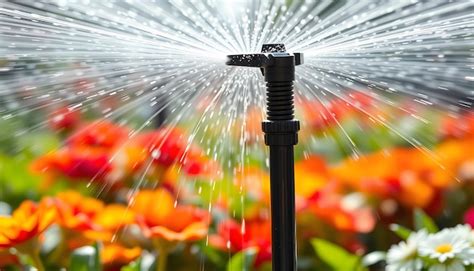 Overhead Irrigation System Or Sprinkler For Garden Bed Focus On