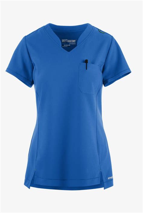 Greys Anatomy By Barco Evolve Sustainable Stretch Sway Womens 1 Pocket Tuck In V Neck Scrub