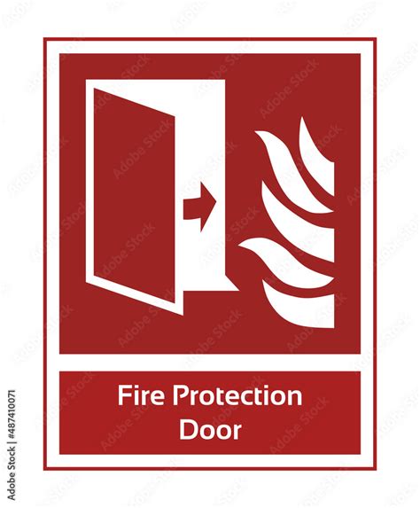 Fire Protection Door. Fire Safety Signs. Warning Signs Flat Style ...