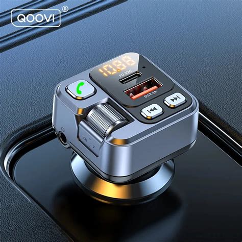 Qoovi Fm Transmitter Car Charger Dual Usb Type C Adapter Fast Charging