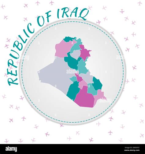 República De Irak Diseño De Mapas Mapa Del País Con Regiones En Paleta