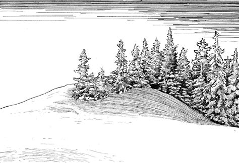 Winter landscape. Pen and ink : drawing