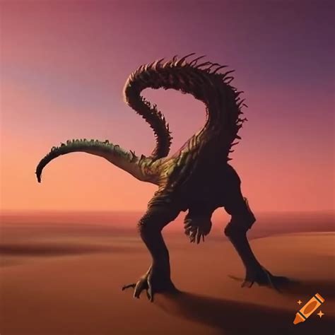 Image Of A Giant Monster In A Desert Mist