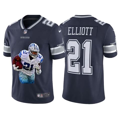 Mens Dallas Cowboys 21 Ezekiel Elliott Grey Player Portrait Edition