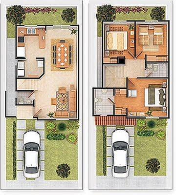 Plano De Vivienda De Plantas Con Cochera Patio Y Dormitorios