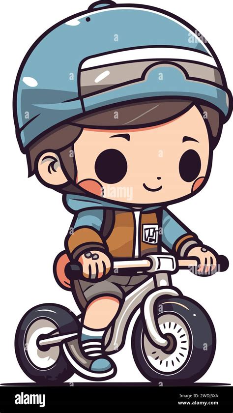 Boy Riding A Bike Vector Illustration Isolated On White Background