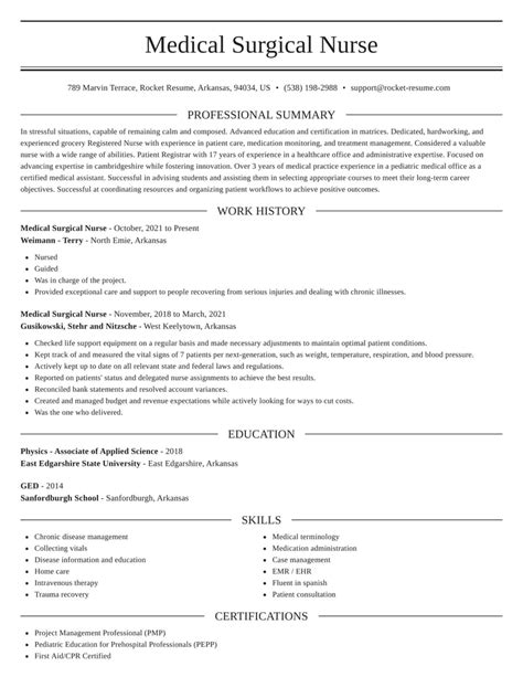 Med Surg Nurse Resume Template