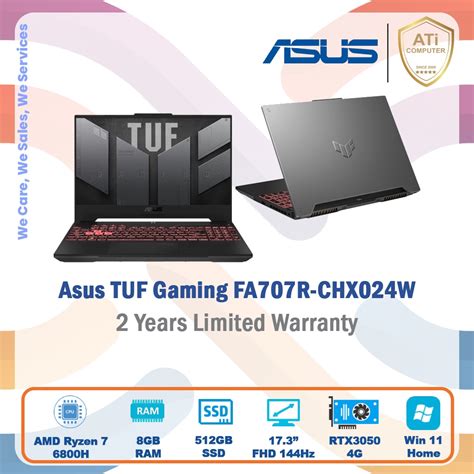 Asus Tuf Gaming A17 2022 Fa707r Chx024w R7 6800h 8gb 4800mhz 512gb M 2 Rtx3050 4gb 17 3