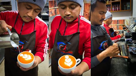 LATTE ART PRACTICE AT FIRST DAY OF BARISTA TRAINING BARISTA TRAINING