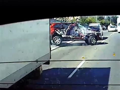 Dashcam Footage Truck Veers Into Oncoming Traffic In Ryde Crashes