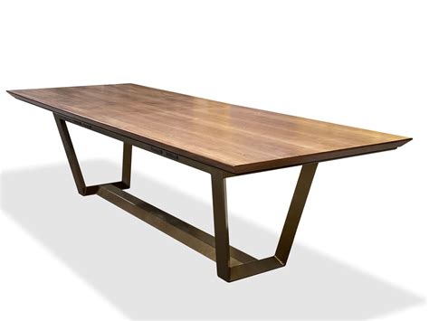 Walnut Veneer Conference Table Metal Base Custom Made