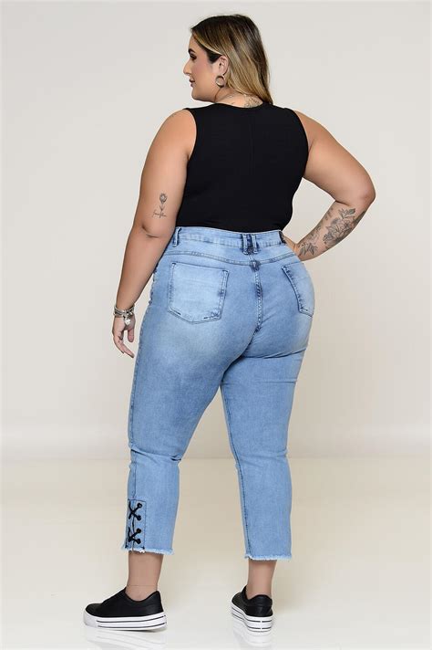 Cal A Plus Size Cropped Jeans Claro Vk Moda Plus Size