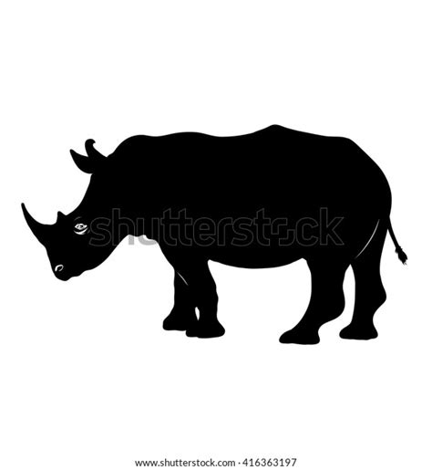 Rhinoceros Rhino Silhouette Black White Vector 스톡 벡터로열티 프리 416363197