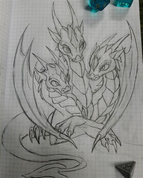 How To Draw Three Headed Dragon Draw Easy