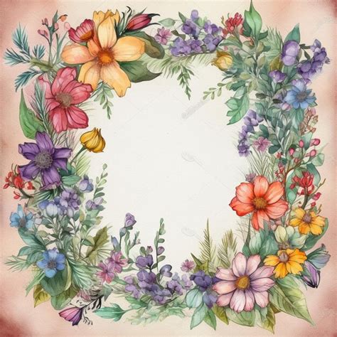 Premium AI Image A Watercolor Illustration Of A Floral Wreath