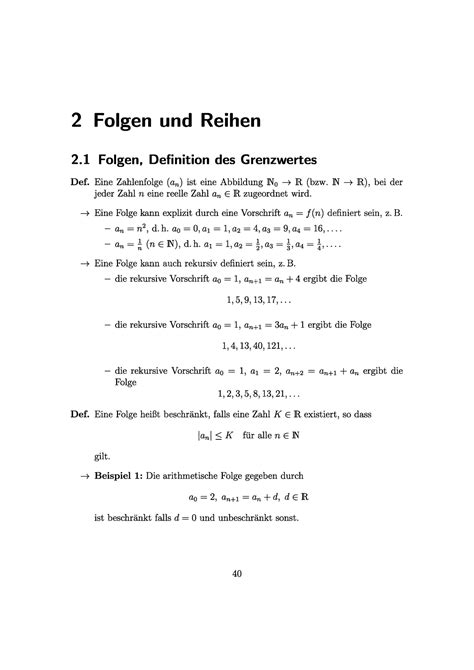 Skript Folgen Und Reihen Analysis Ei Studocu