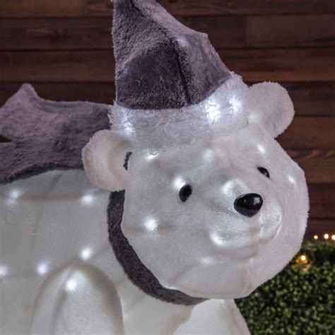 Holiday Living 42 In Polar Bear Sculpture With White Led Lights In The