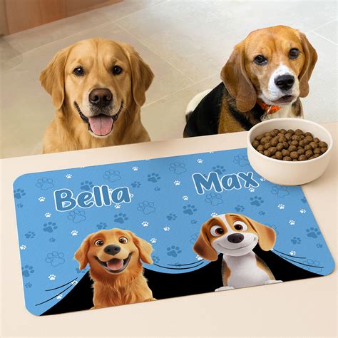 Tapis Dalimentation Imperméable Pour Chien Personnalisé Avec Nom Et Support En Caoutchouc