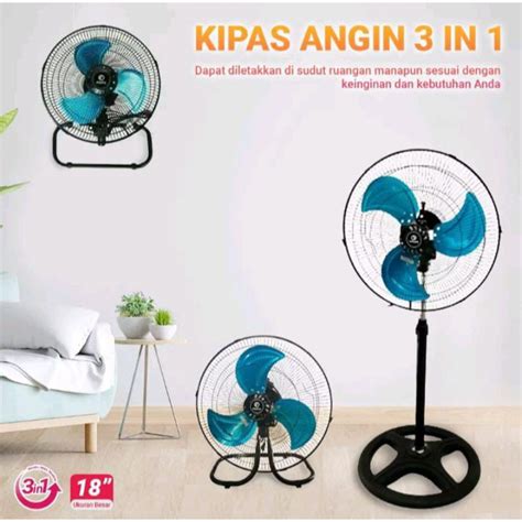 Jual Kipas Angin Besi Tornado 3in1 Desk Fan Stand Fan Wall Fan TD Besar