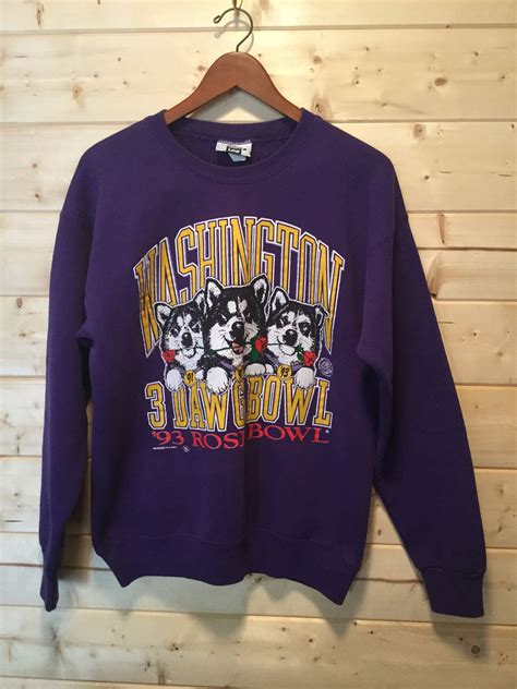 Vintage 1990s Uw Huskies Football Made In Usa Sweatshirt Awesome Rose