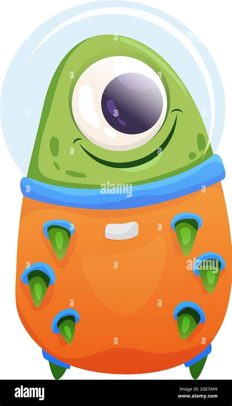 Friendly Green Alien In Spacesuit Cartoon Vector Illustration Stock