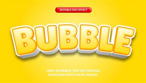 Premium Vector | Bubble editabel text effect template yellow bold 3d ...