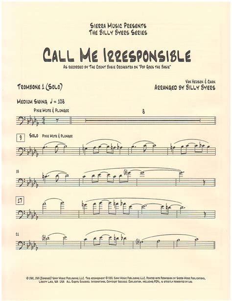 Call Me Irresponsible Basie Count By Composer Performer Jazz