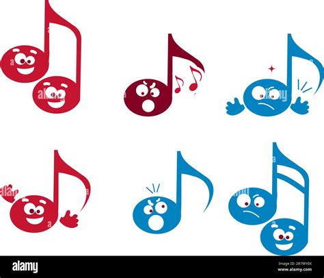 Abstract Music Illustrations Note Web Icons Set Dots Emotions Kids