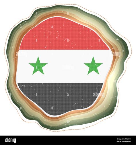 Syria Flag In Frame Badge Of The Country Layered Circular Sign Around