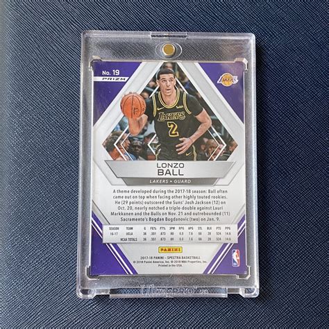 Panini Spectra Lonzo Ball White Sparkle Rookie Rc Ssp