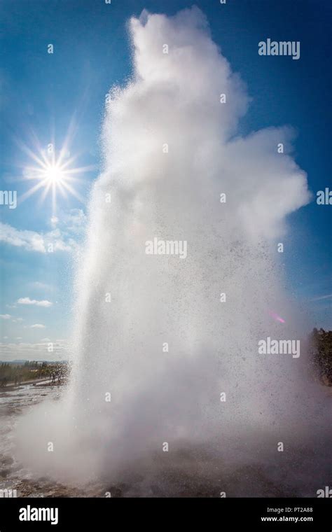 Stokkur Geysir Eruption Golden Circle Iceland Stock Photo Alamy