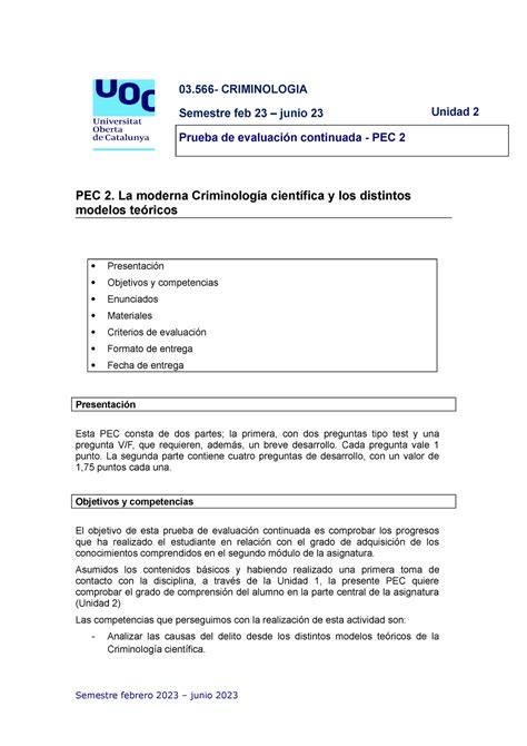 73 566 SOL PEC2 20222 Sol Pec 03 CRIMINOLOGIA Semestre Feb 23