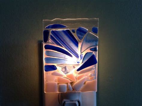 Fused Glass Abstract Beachy Beach Mosaic Night Light Etsy Unique Night Lights Fused Glass