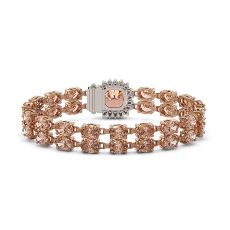 Lot 16 93 Ctw Morganite And Diamond Bracelet 14k Rose Gold Ref 245h5r