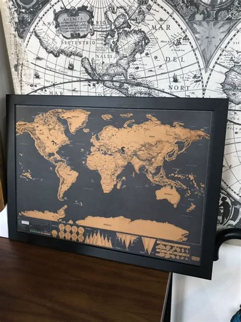 Quadro Mapa Mundi Raspadinha Viagem Moldura Frete Grátis R 168