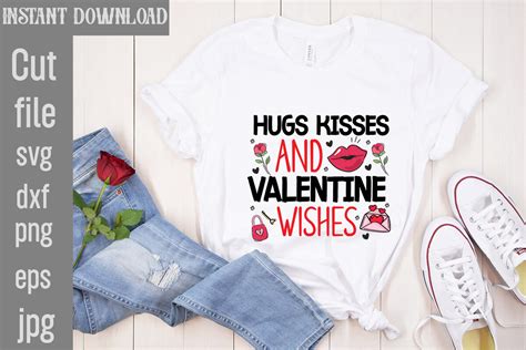 Hugs Kisses And Valentine Wishes Svg Cut Graphic By Simacrafts