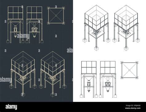 Ilustración vectorial estilizada de los planos de silo de