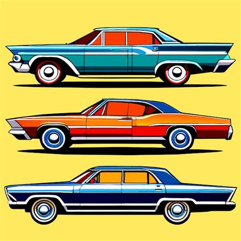 Conjunto De Ilustraci N Vectorial De Coches Retro Vector Premium