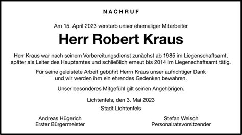 Nachruf Am April Verstarb Unser Ehemaliger Mitarbeiter Herr Robert