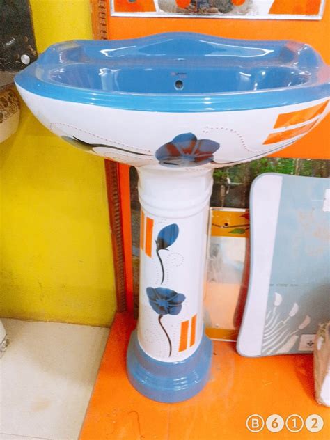 Blue Orange Pedestal Printed Ceramic Washbasin At Rs Piece In Koraput