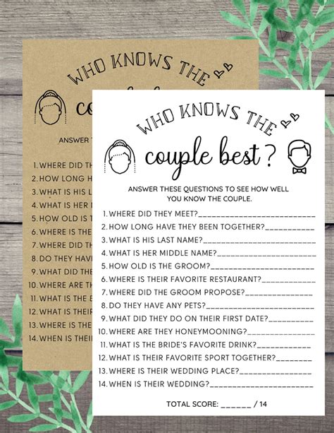 Who Knows The Couple Best Bridal Shower Game L Bridal Shower Games L Wedding Shower L Instant