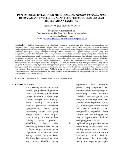 Implementasi Data Mining Menggunakan Metode Decision