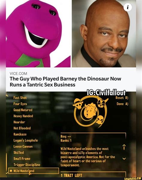 The Guy Who Played Barney The Dinosaur Now Runs A Tantric Sex Business Fast Four Shot Eyes Of