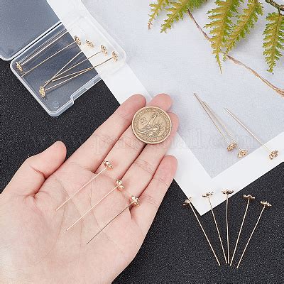 Wholesale Benecreat Pcs Real K Gold Plated Brass Ball Pins