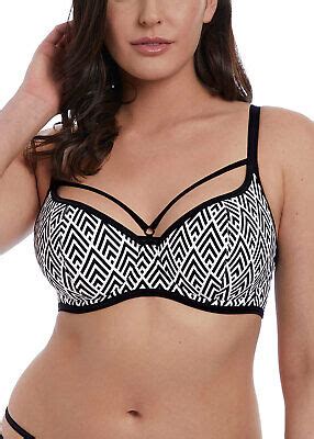 Freya MONOCHROME Gatsby Underwire Sweetheart Bikini Swim Top US 30D