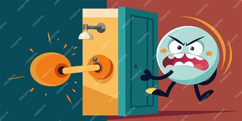 Premium Vector A Cartoon Character Is Running Into A Door With A