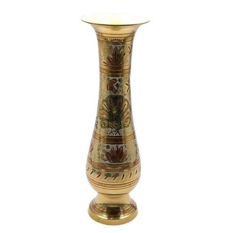 Buy Skywalk Brass Flower Vase With Bidri Nakkashi Work Art For