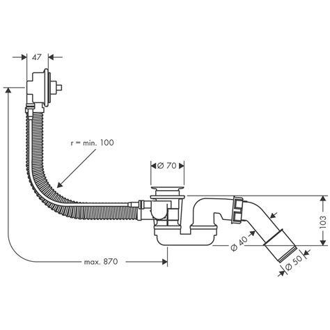 Hansgrohe Basic Set For Bath Filler With Waste And Overflow Flexaplus