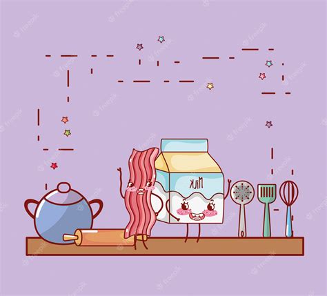 Premium Vector Kitchen Shelf Cartoon Kawaii Cartoon