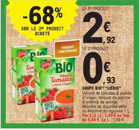 Promo SOUPE BIO LIEBIG Chez E Leclerc